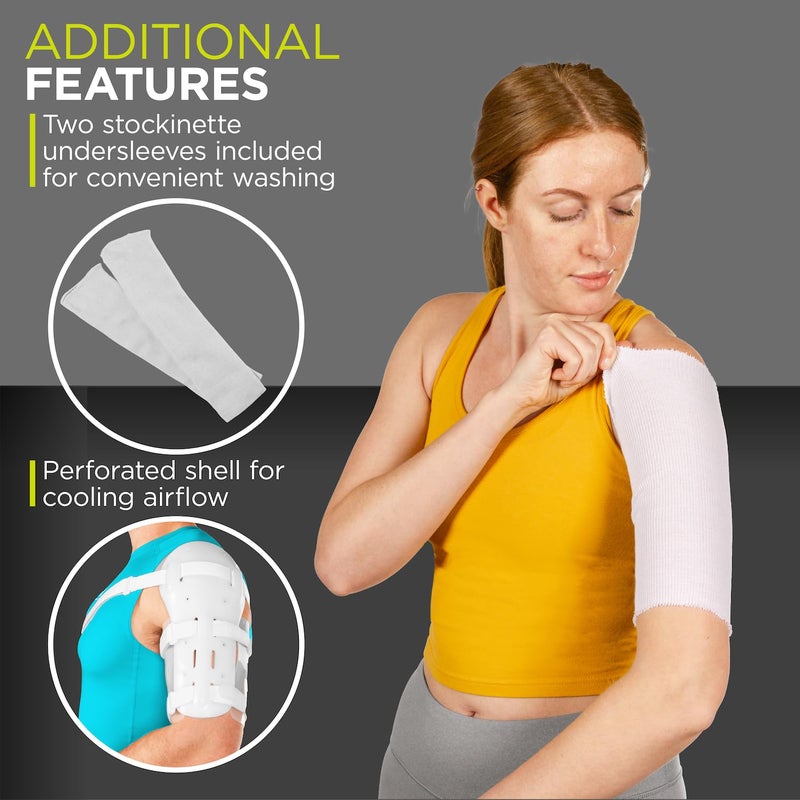 BraceAbility Sarmiento Brace - Humeral Shaft Fracture Splint Cast for Broken Upper Arm, Shoulder, Bicep and Humerus Bone with Stockinette Support (Medium) - Image 4